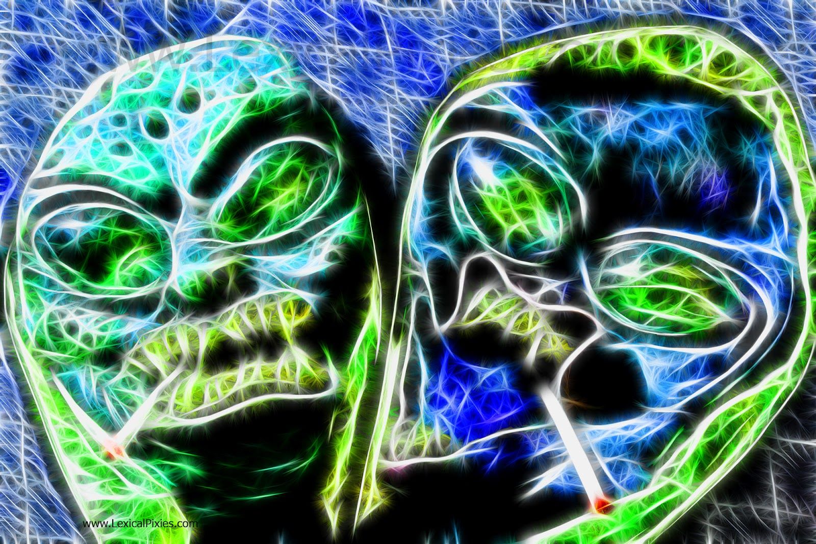 A digital art of two aliens smoking - Alien