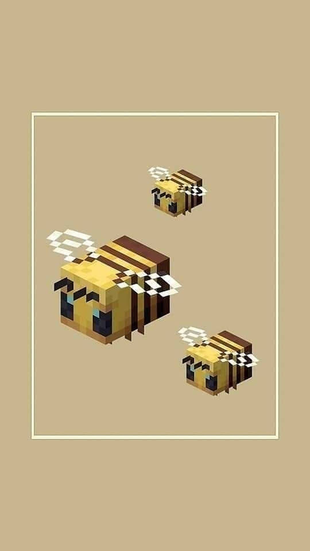 Download Three Hovering Minecraft Bees Wallpaper