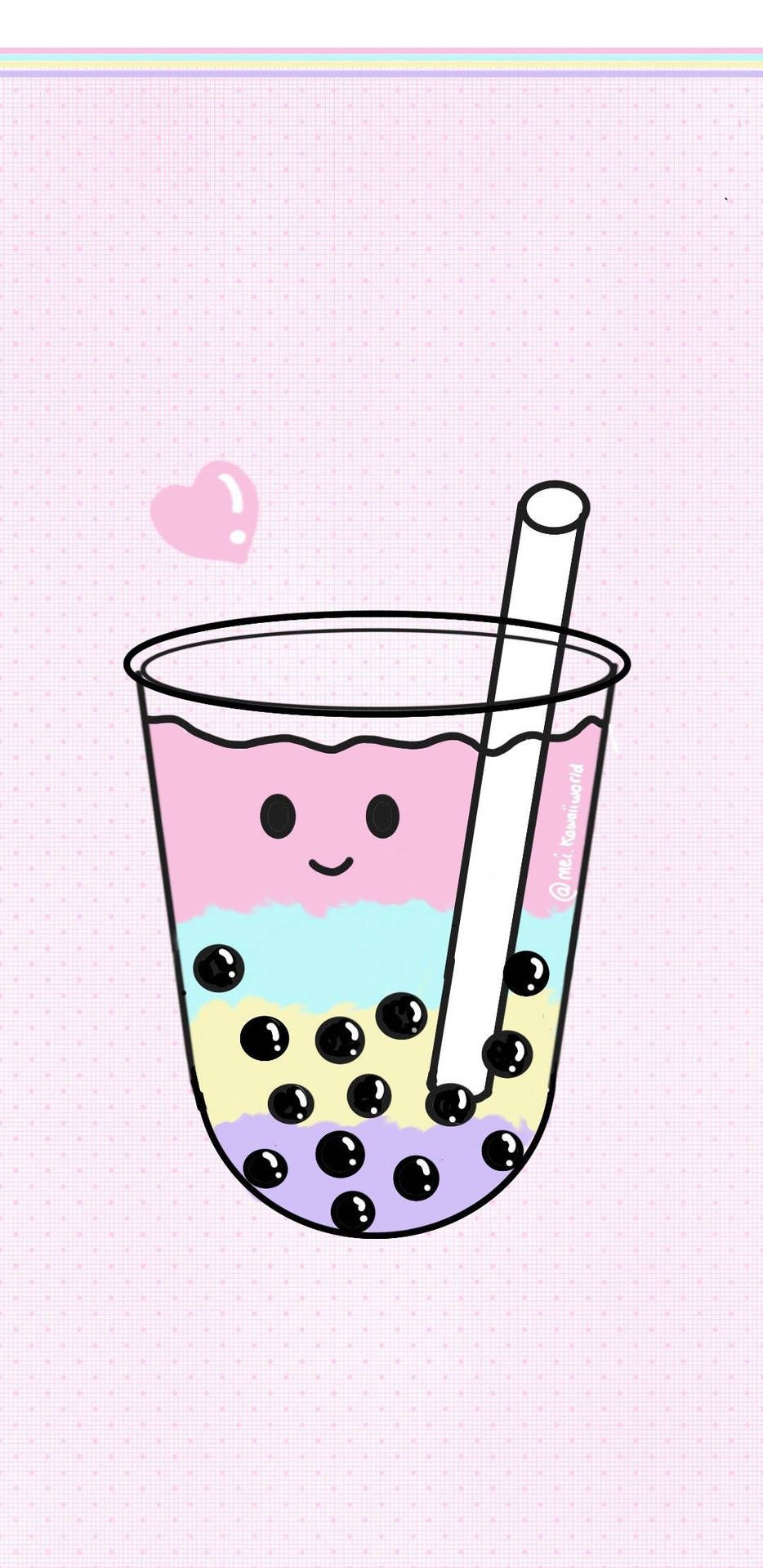 A cup of boba tea with straw and heart - Boba