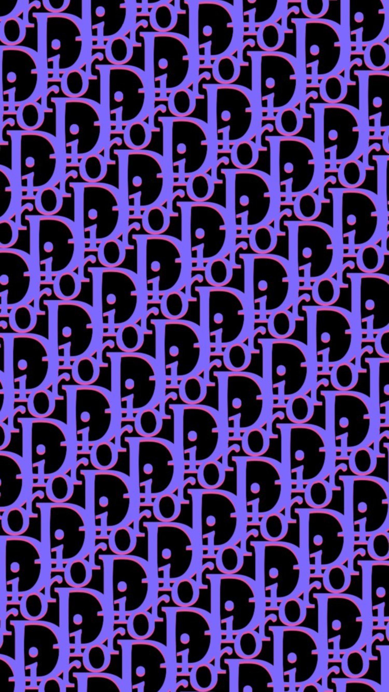 A purple and black pattern with the letter b - Dior