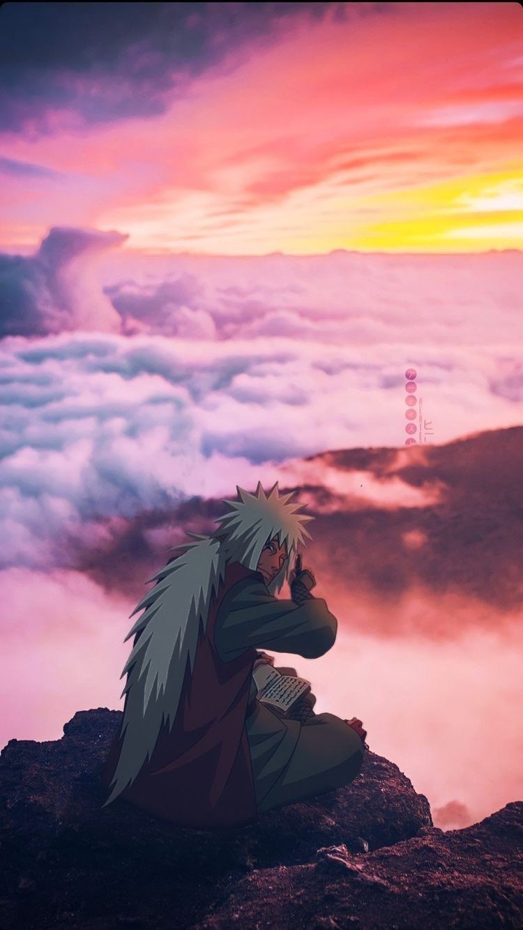 Jiraiya sitting on a mountain top with clouds in the background - Dragon, Demon Slayer