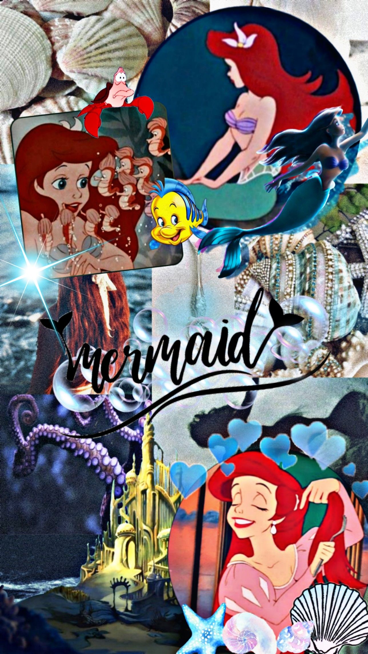 A collage of mermaid pictures with the words, i am - Mermaid