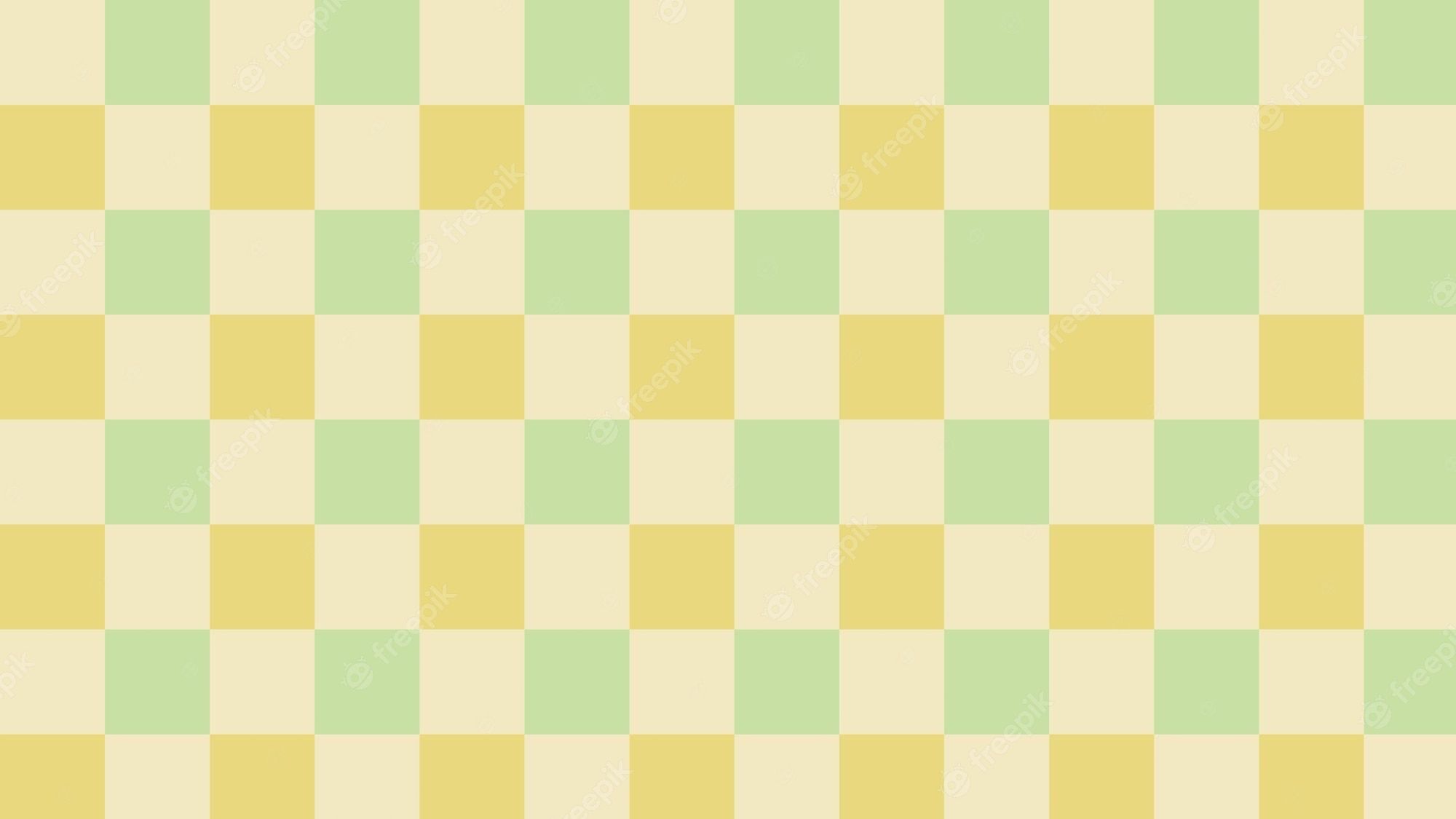Premium Vector. Aesthetic green and yellow checkers gingham plaid checkerboard wallpaper illustration perfect for wallpaper backdrop postcard background