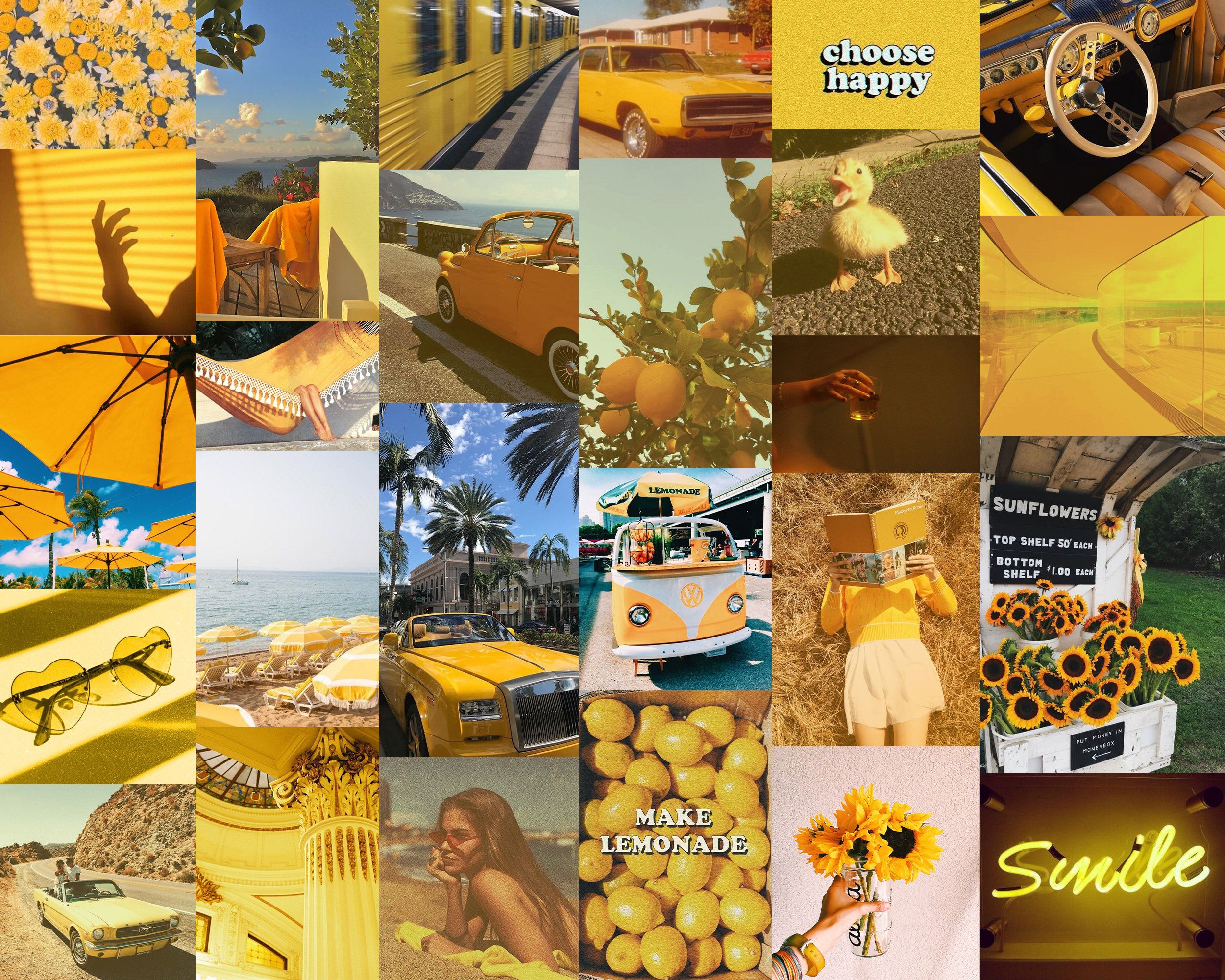 A collage of pictures with yellow backgrounds - Light yellow