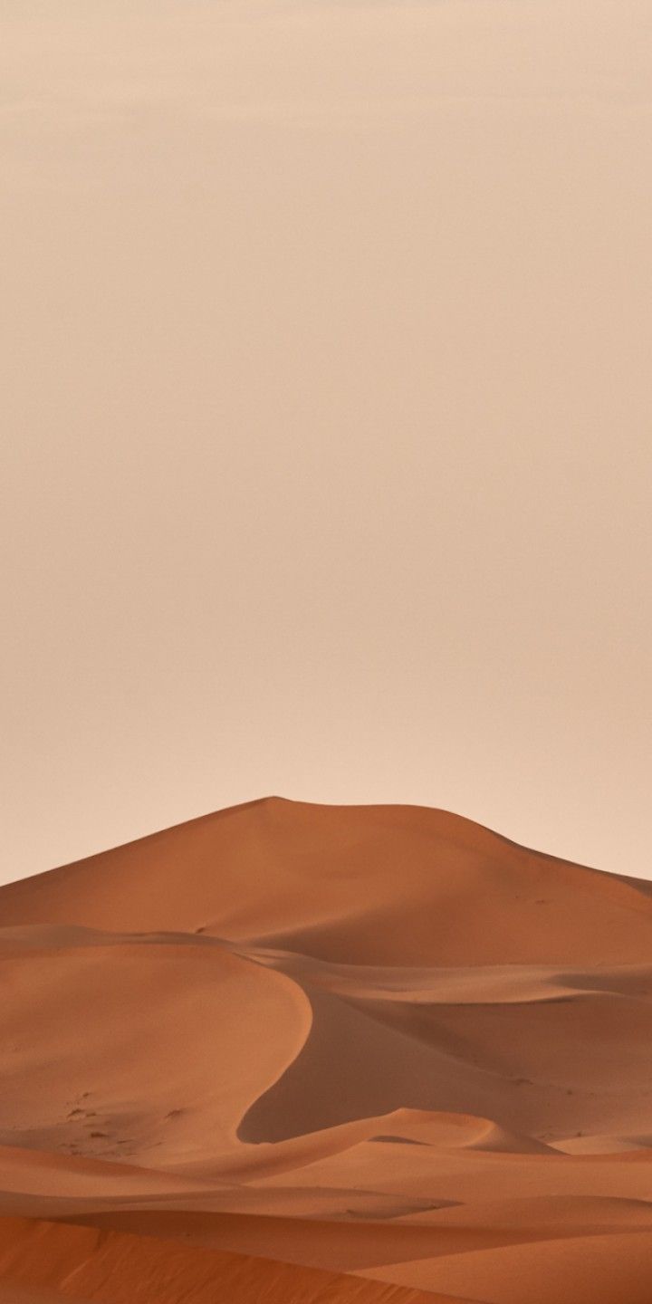 A desert with sand dunes and a light pink sky - Desert
