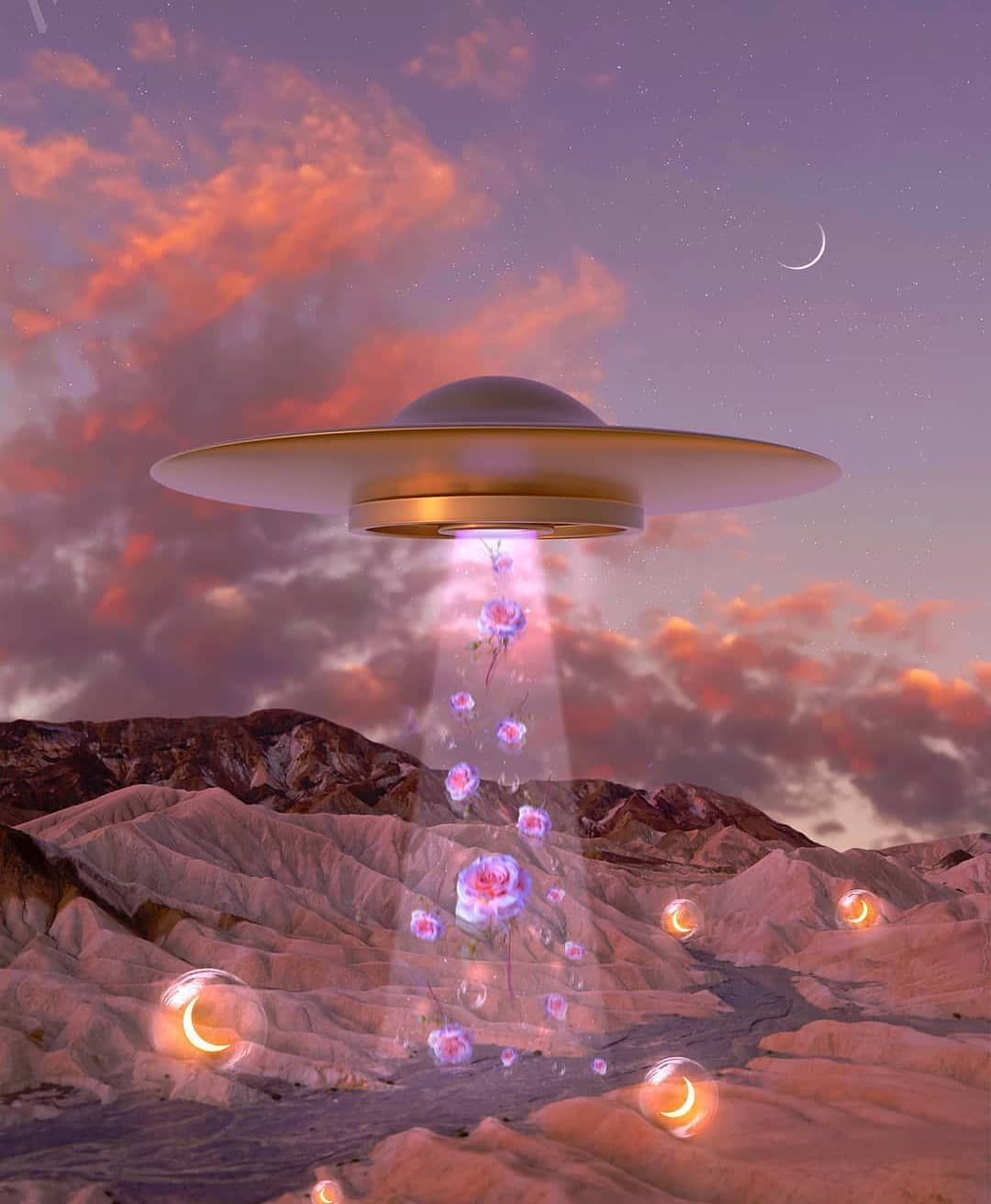 A spaceship is flying over the desert - Magic