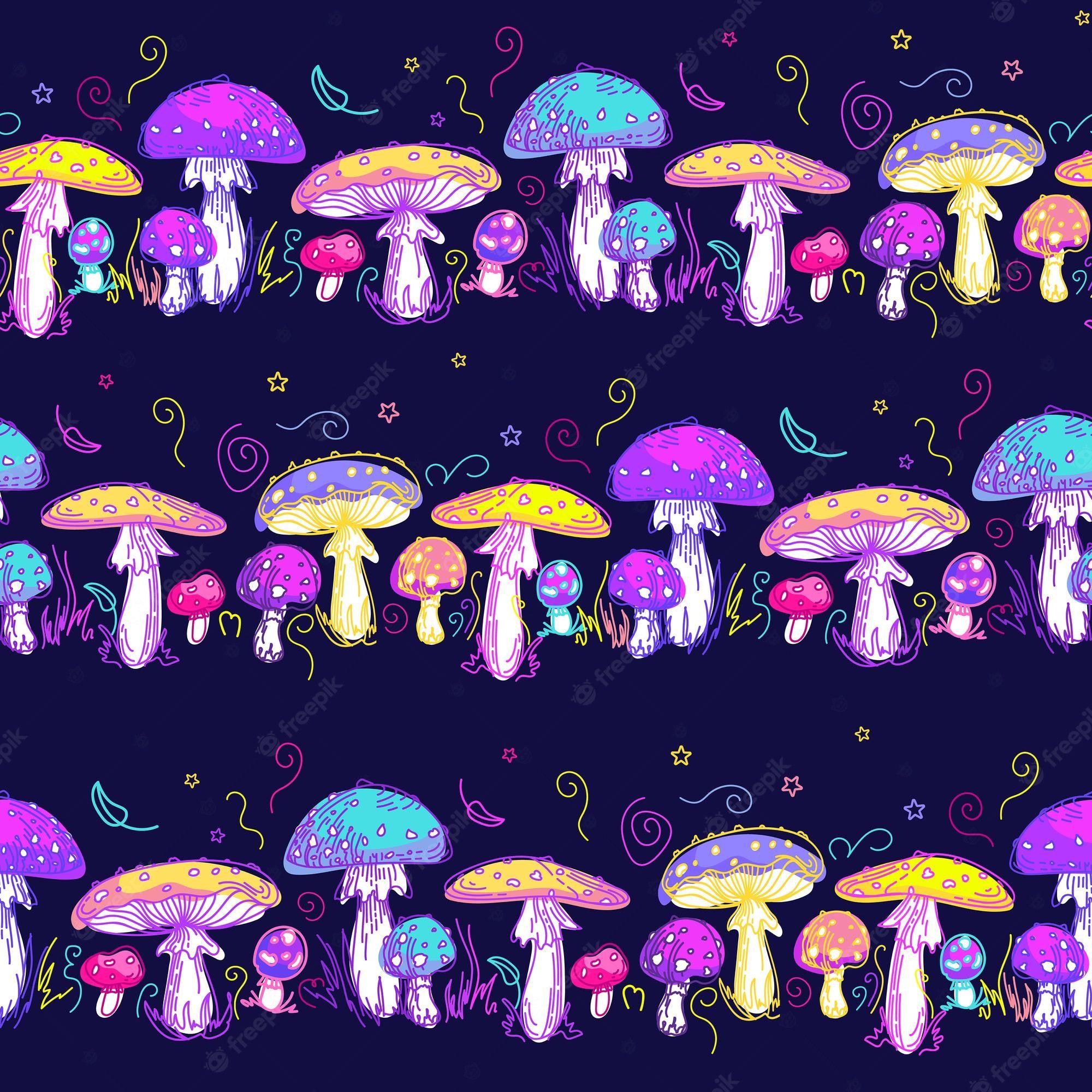 Seamless pattern with mushrooms - Mushroom, magic