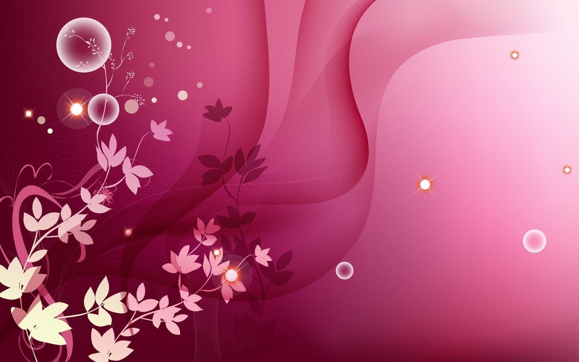 A pink abstract wallpaper with flowers and bubbles - Magenta