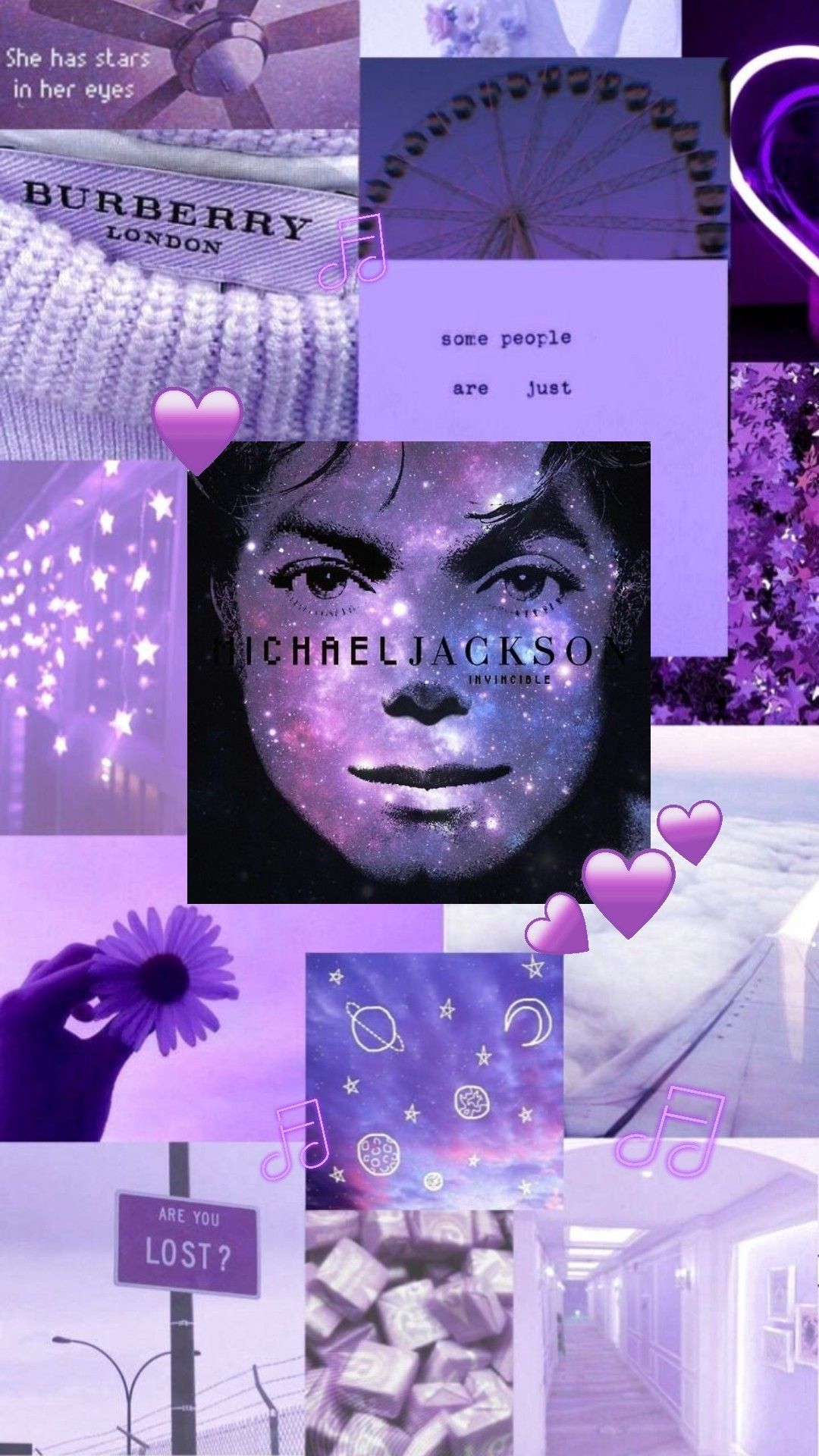 A collage of purple and pink pictures - Michael Jackson