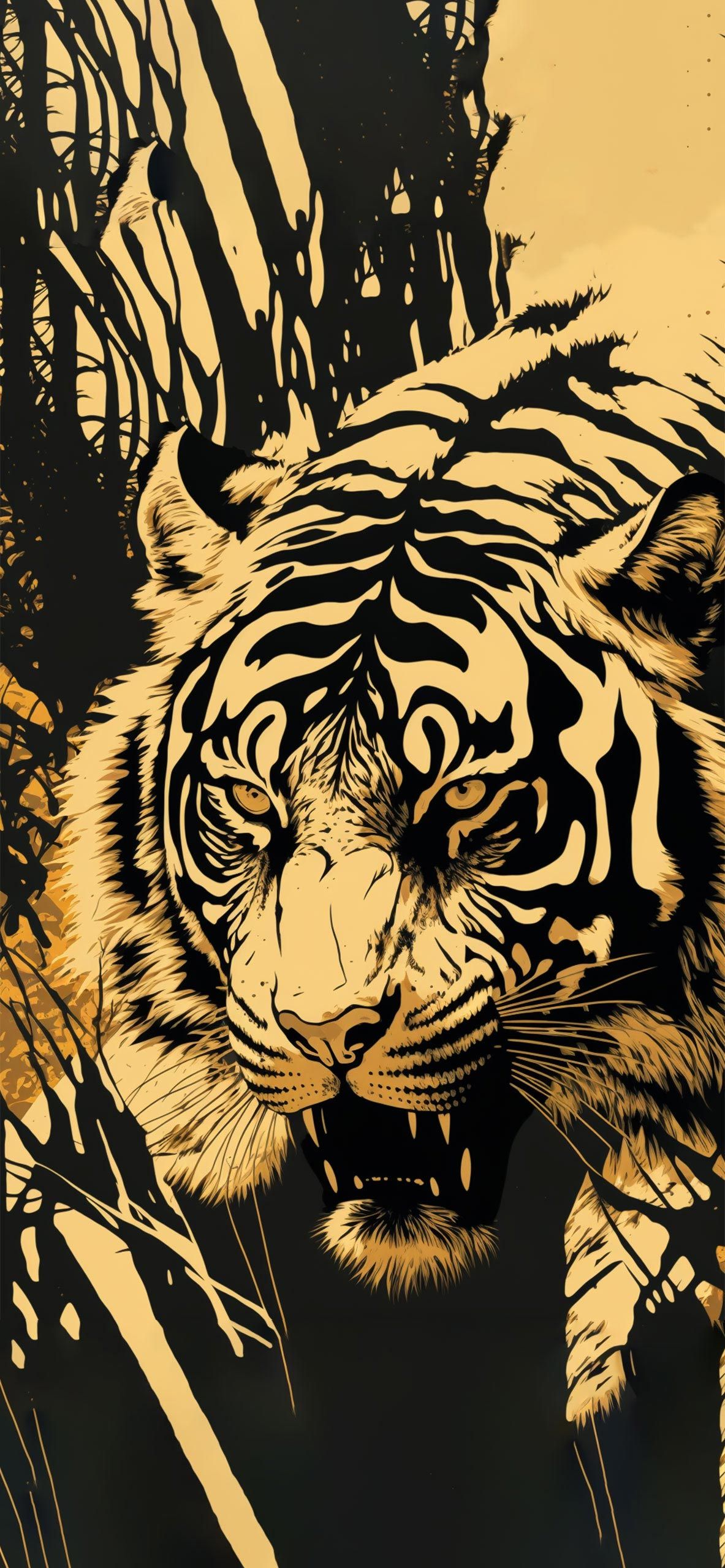 Tiger Art Beige Wallpaper Tiger Wallpaper for iPhone