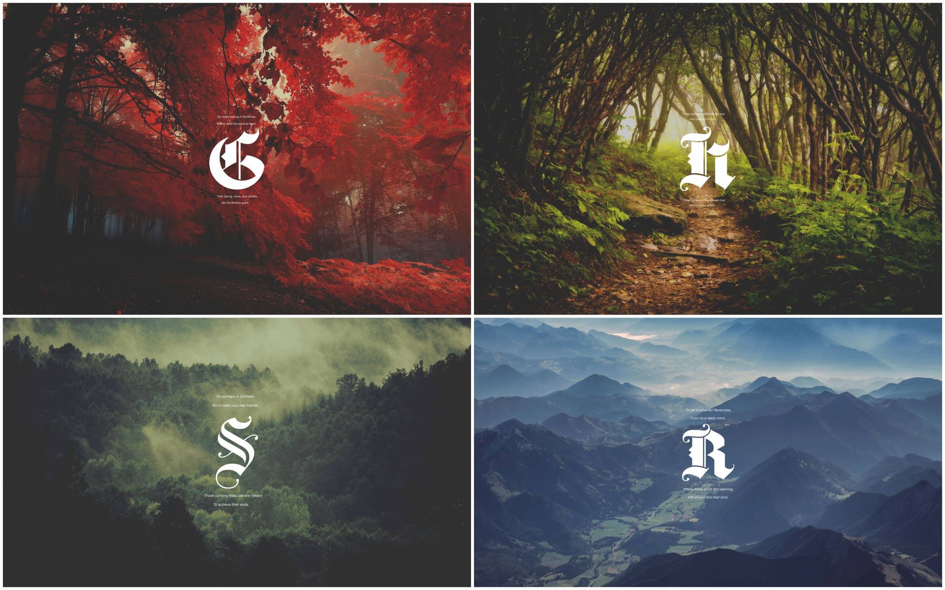 Download Harry Potter Houses Nature Aesthetic Wallpaper