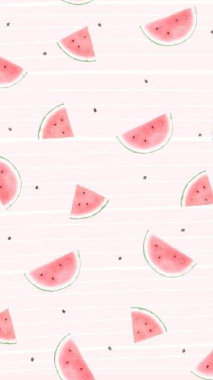 Download Cute Pastel Pink Watermelon Stationary Art Wallpaper