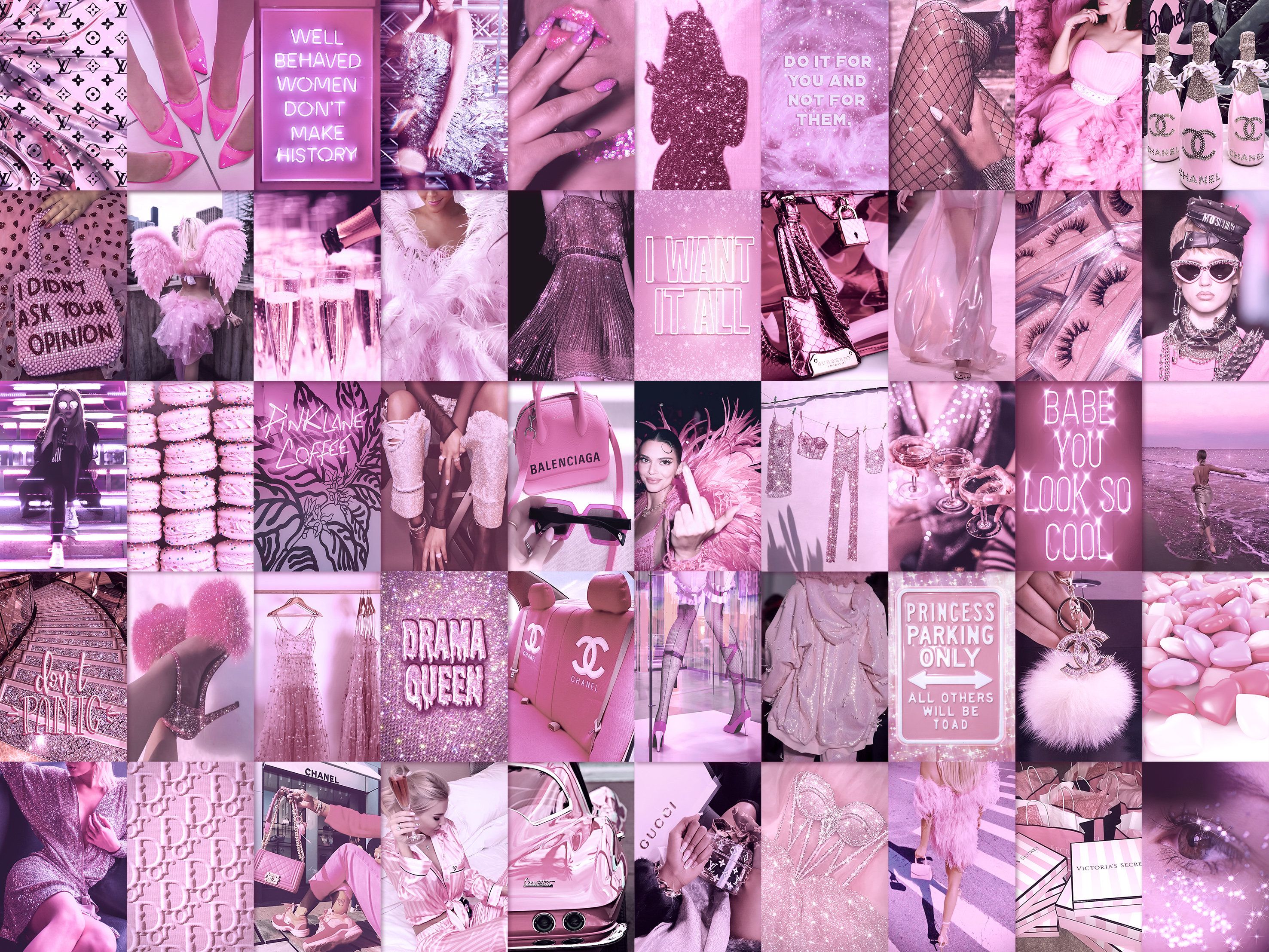 A collage of pictures that have pink in them - Baddie