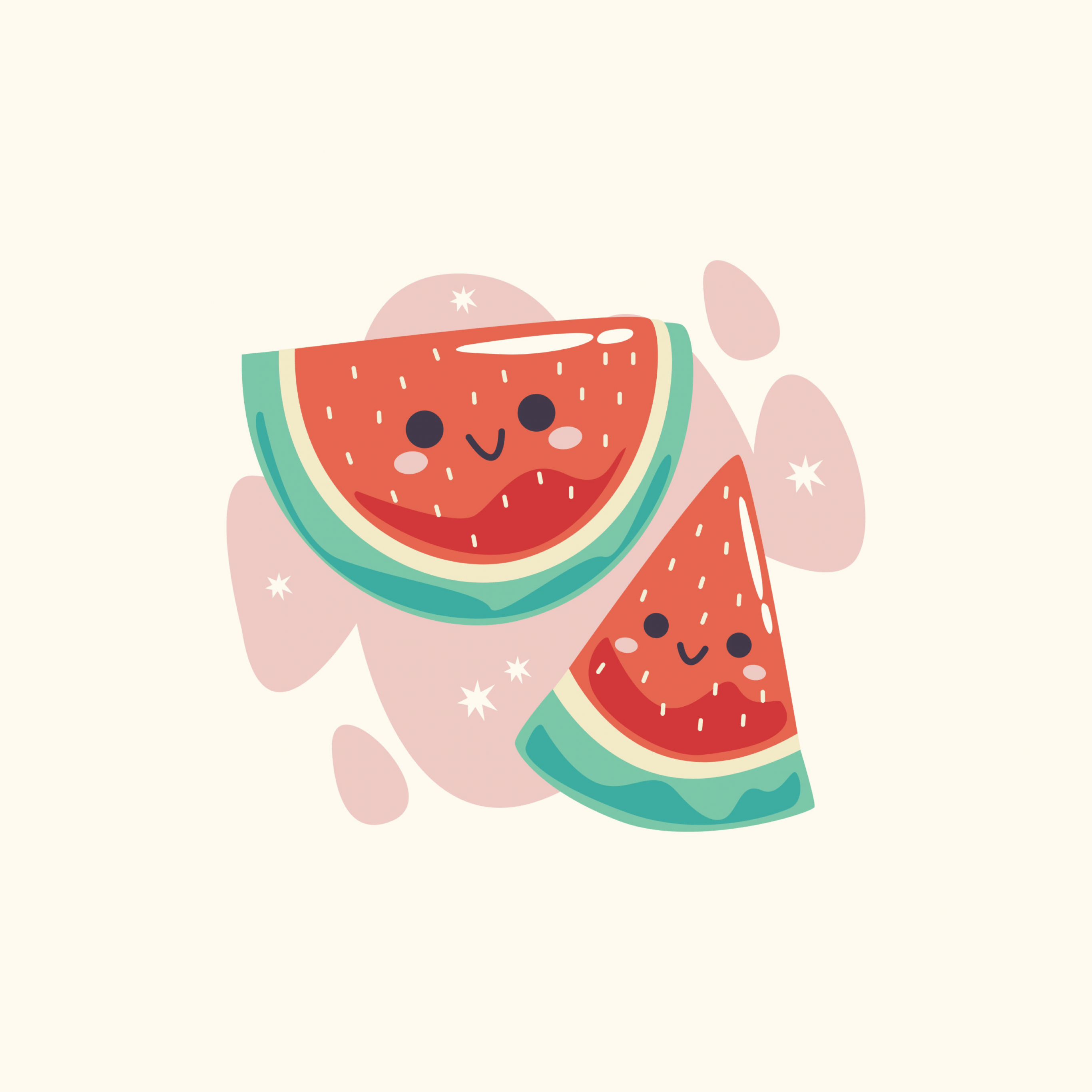 Kawaii Watermelon Wallpaper 4K, Kawaii food, Adorable, Others