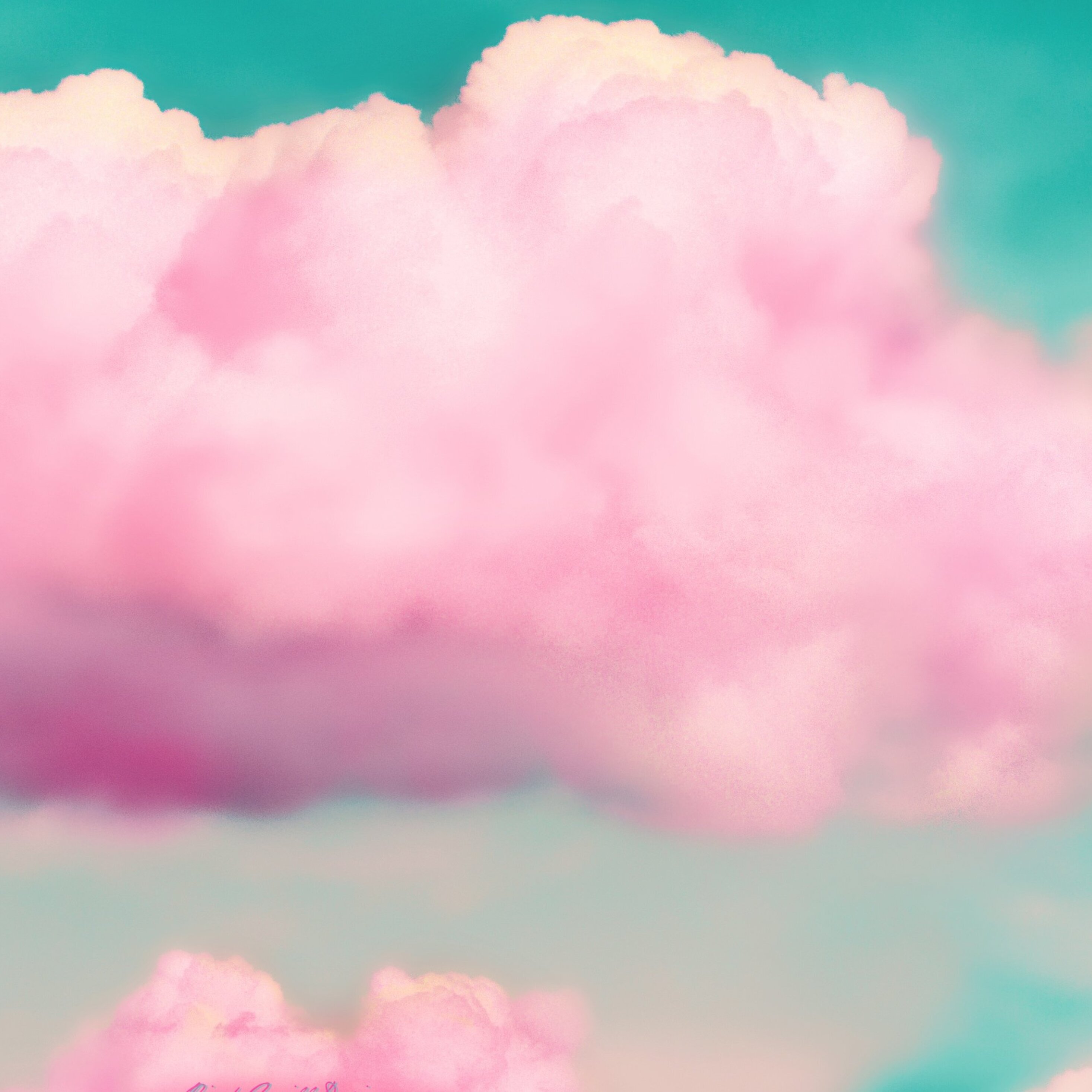 A cotton candy cloud in a blue sky - Cloud, 3D