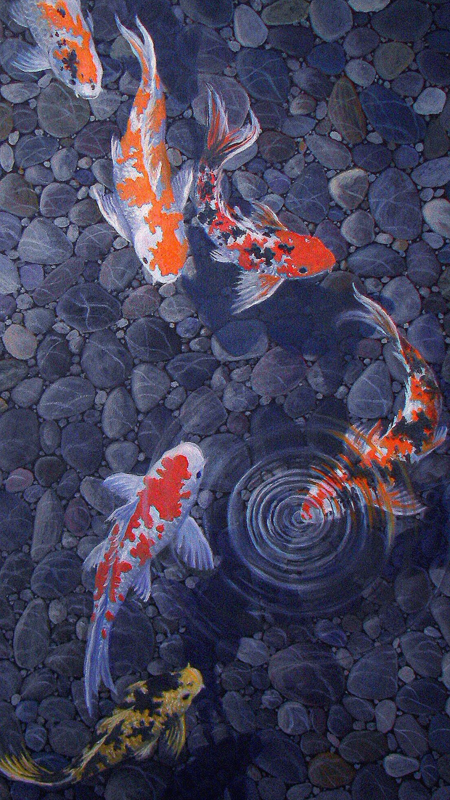 9:16 Phone. Fish painting, Koi art, Pond painting