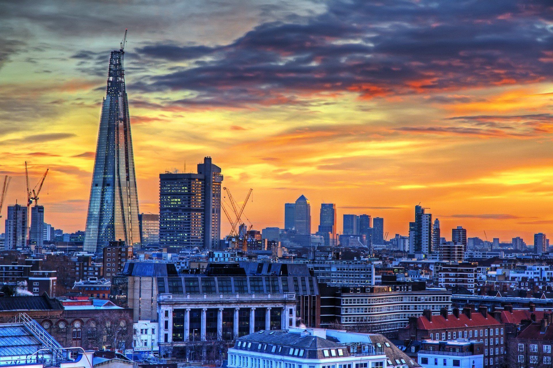 London skyline with the Shard and the Gherkin - London