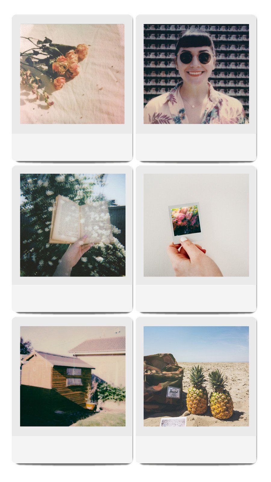 A series of photos with different pictures in them - Polaroid