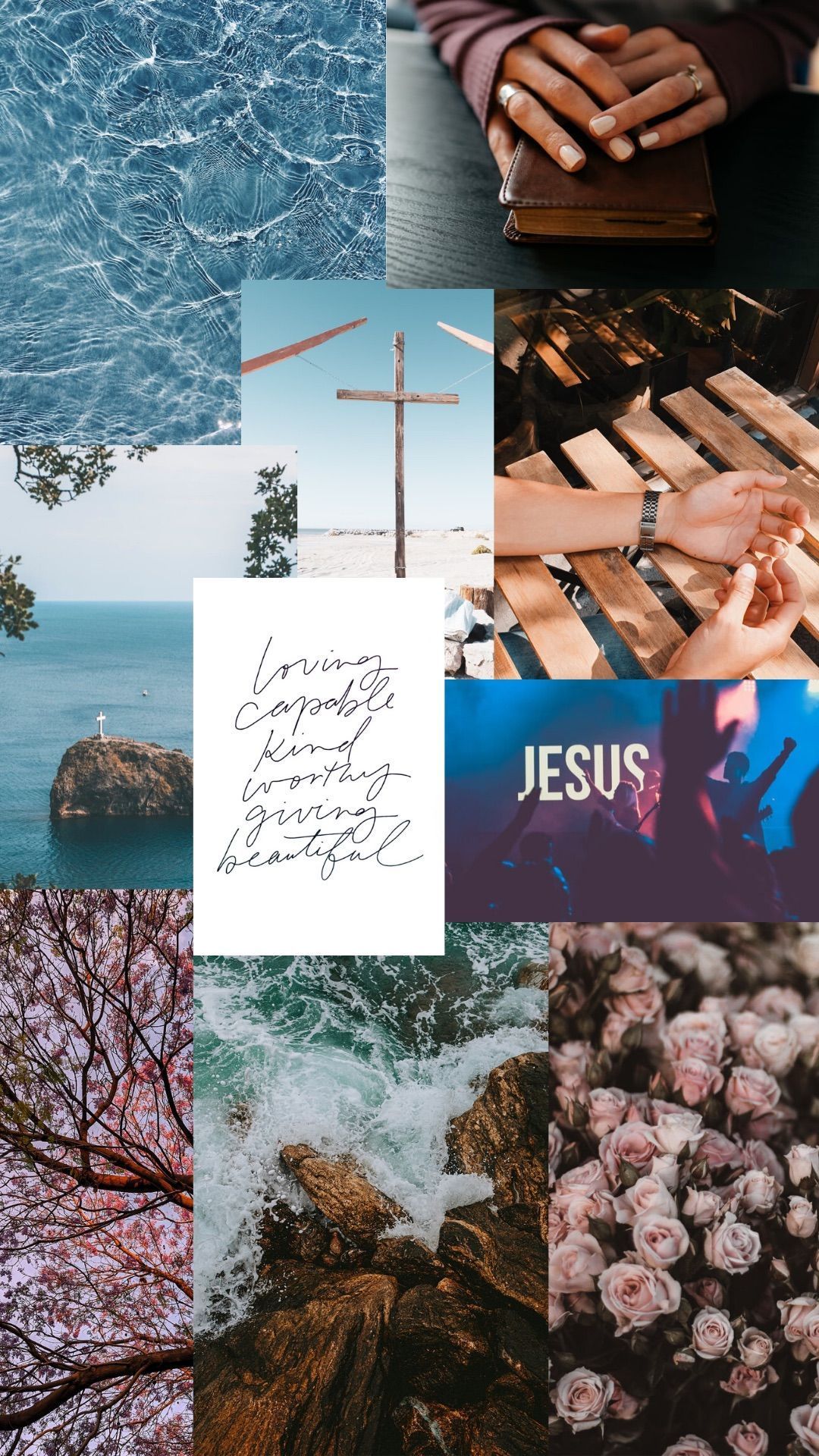 A collage of pictures with the words jesus and faith - Jesus