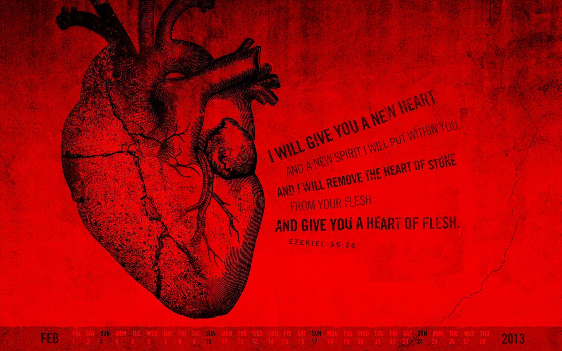 Red background with a black heart and a verse from Ezekiel 36:26 - Nurse