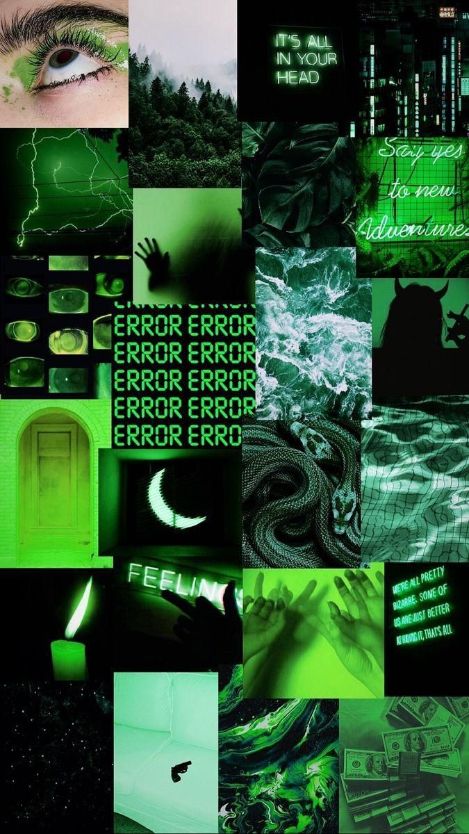 Aesthetic green collage background for phone - Green, dark green