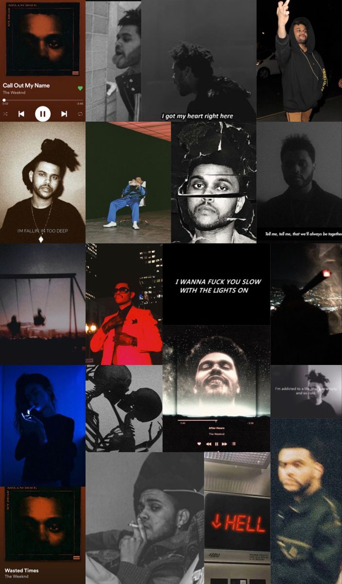 A collage of pictures with different people in them - The Weeknd