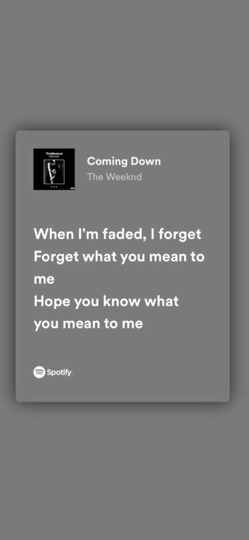 A screenshot of the coming down app - Spotify