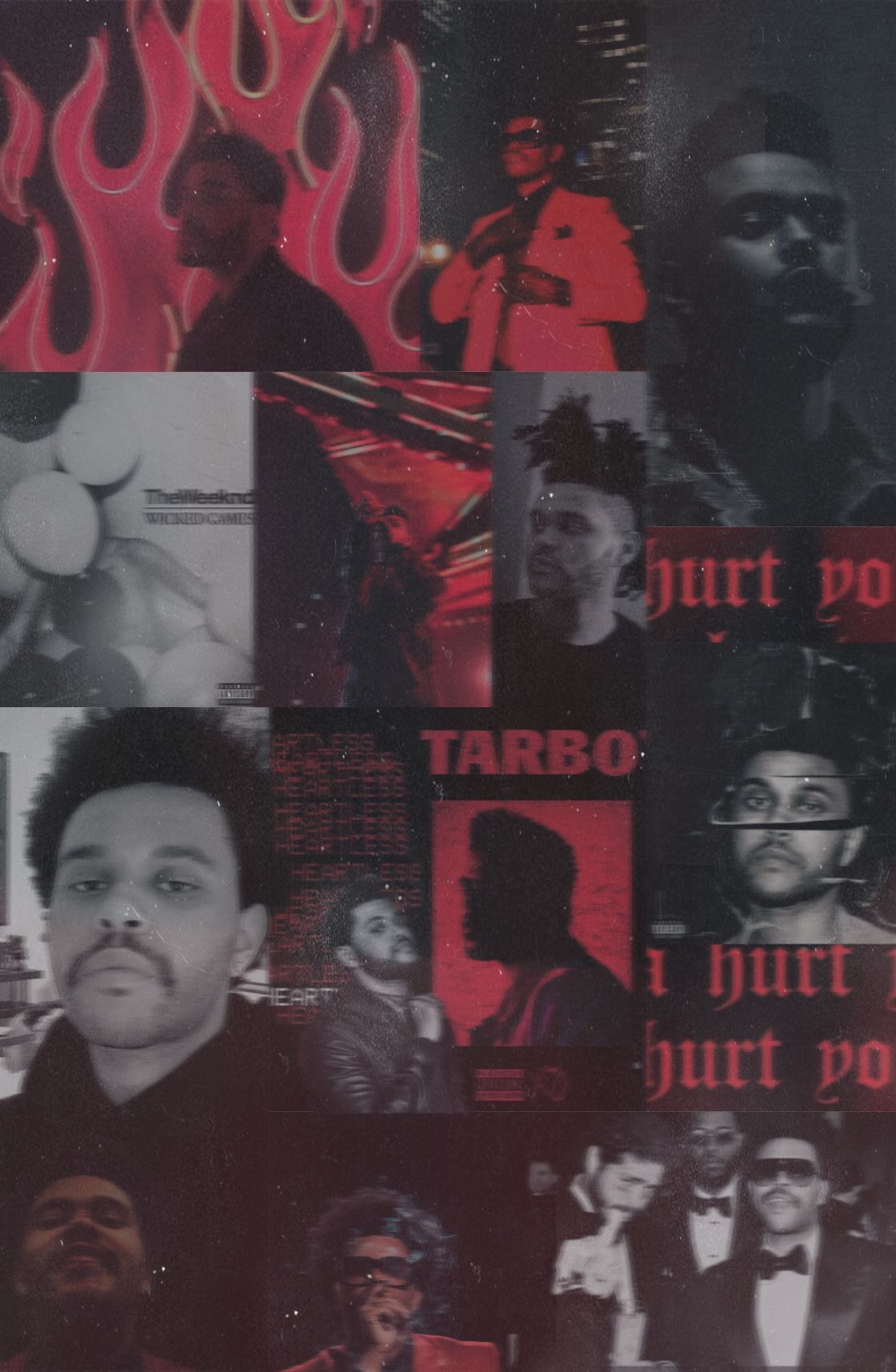 A poster with many different images of people - The Weeknd