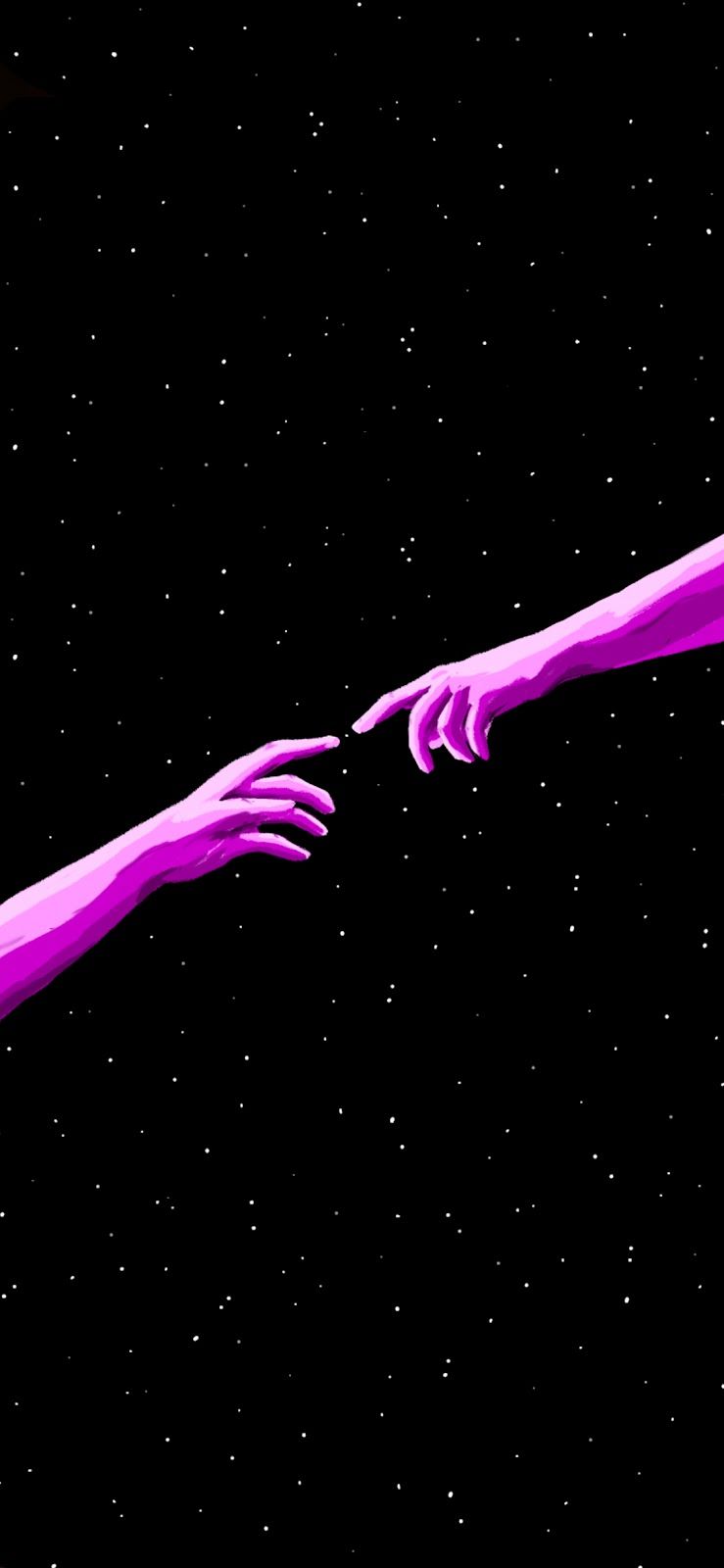 The Creation of Adam, reimagined for the stars. - Clean, dark phone, simple, black phone