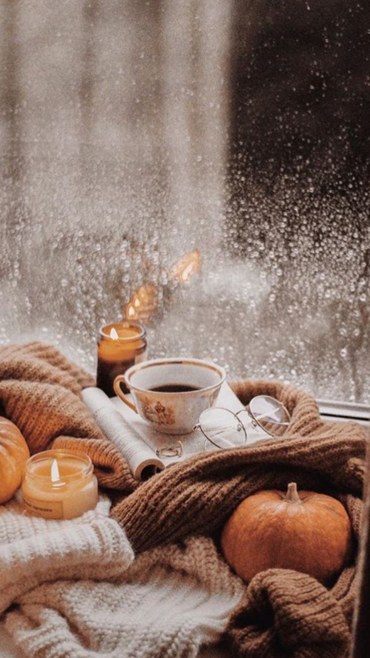 A cozy winter scene with candles and pumpkins - Cozy, vintage fall