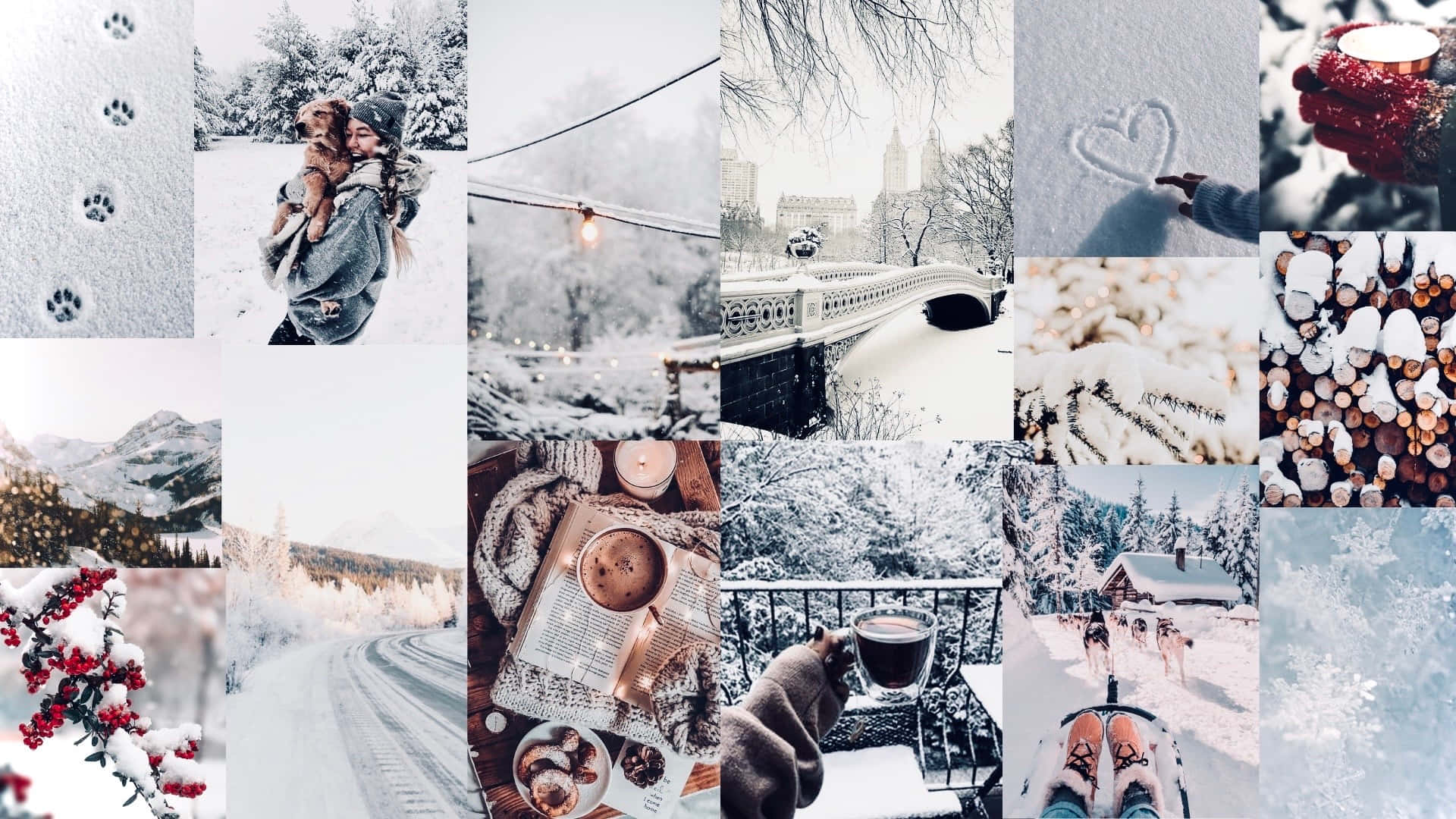 A collage of pictures with snow and christmas decorations - Winter, collage