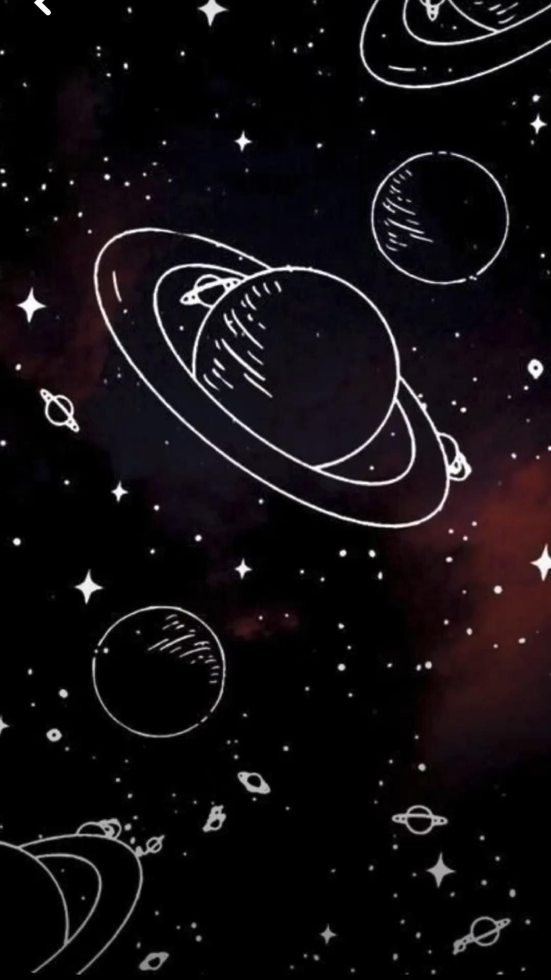 A drawing of planets in space with stars - Space