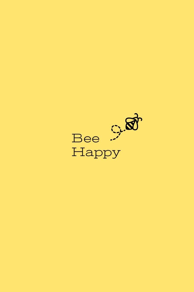 A bee happy logo on yellow background - Happy