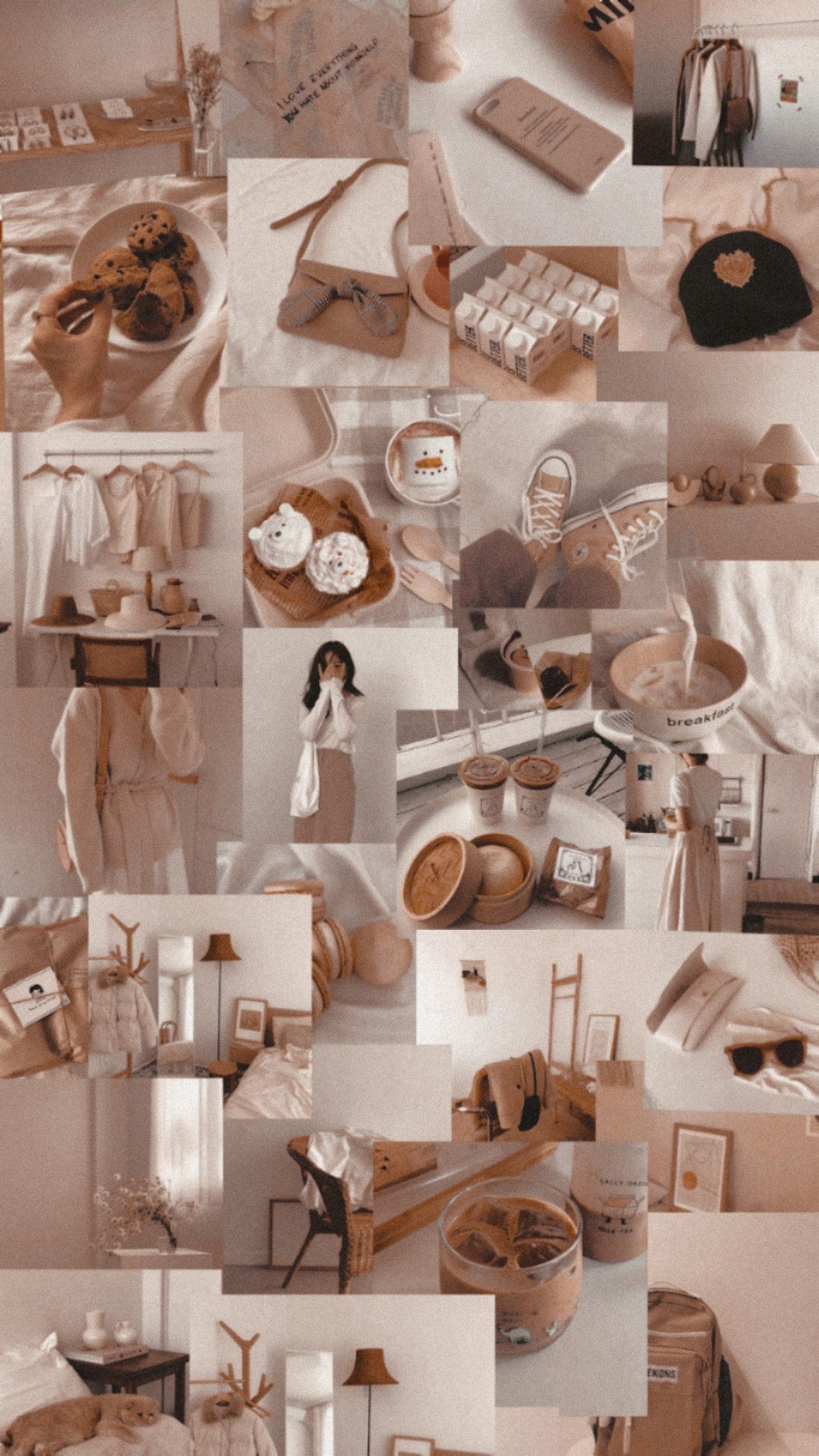 A collage of pictures with different items in them - Light brown