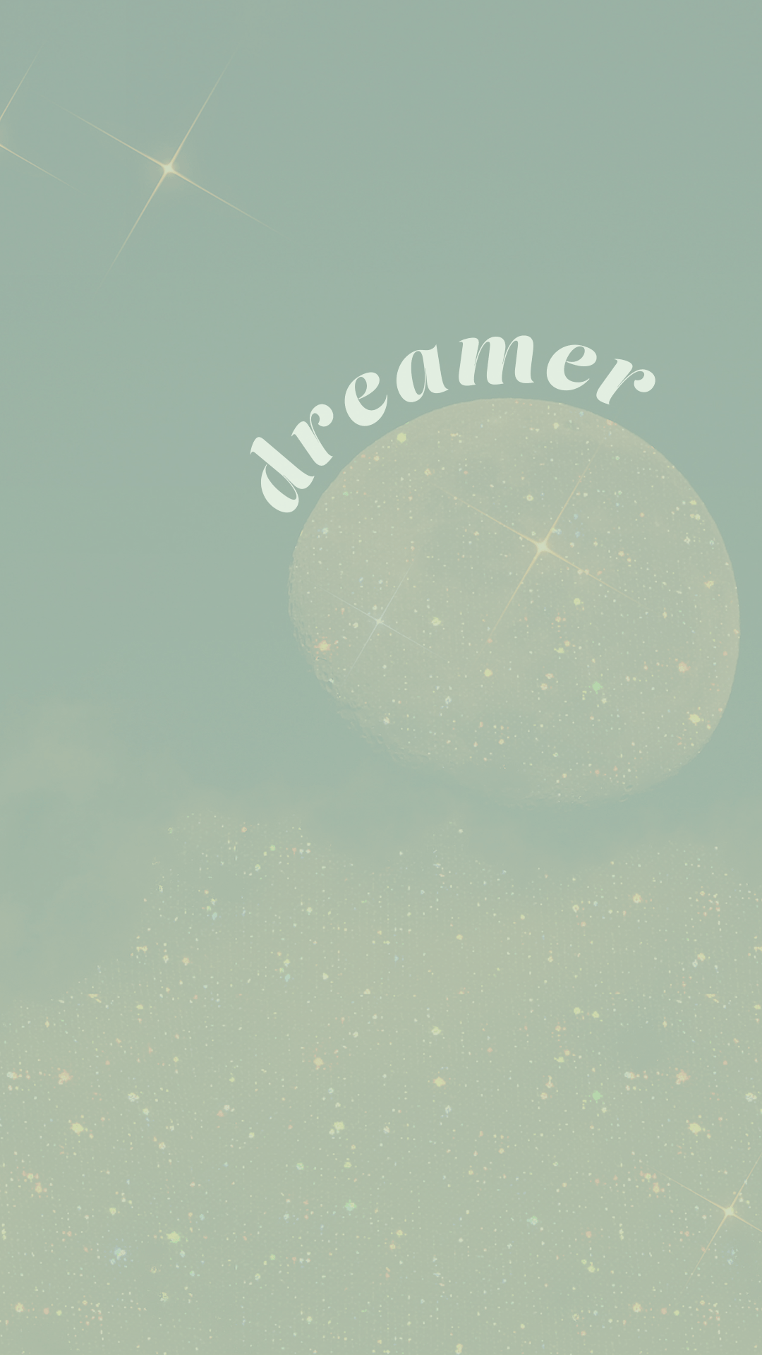 A picture of the word dreamer in white letters - Green, sage green