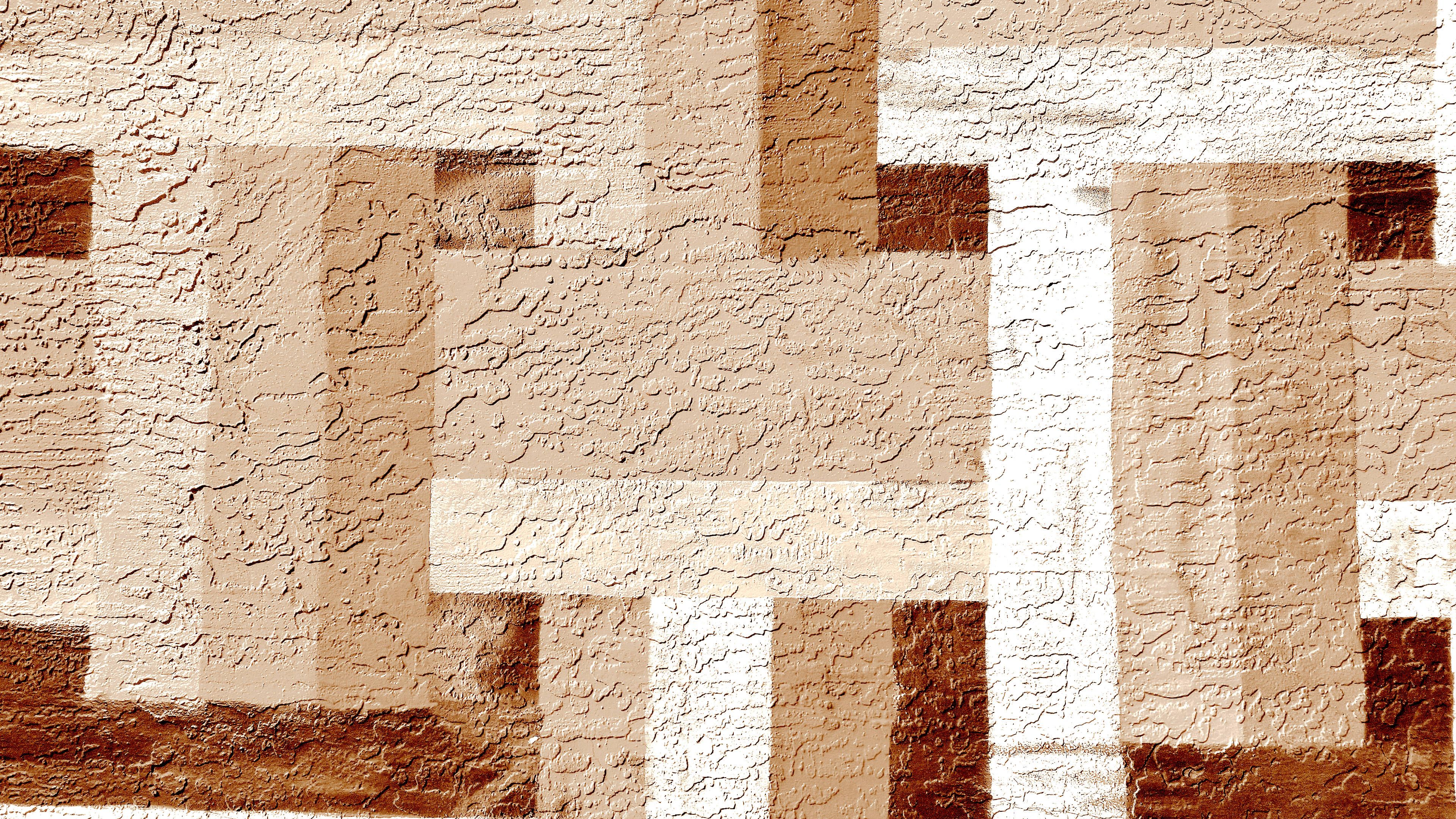 A pattern of squares and rectangles in brown - Cream
