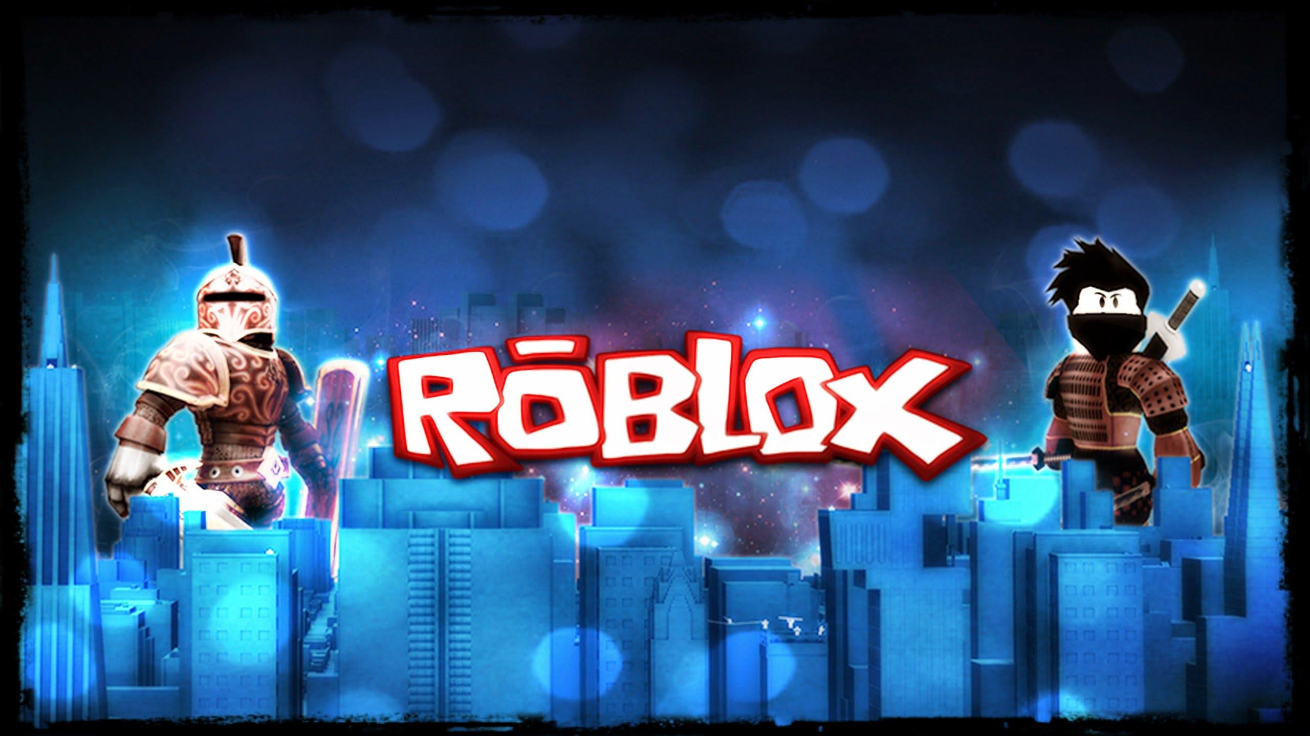 A roblox logo with two characters in the background - Roblox