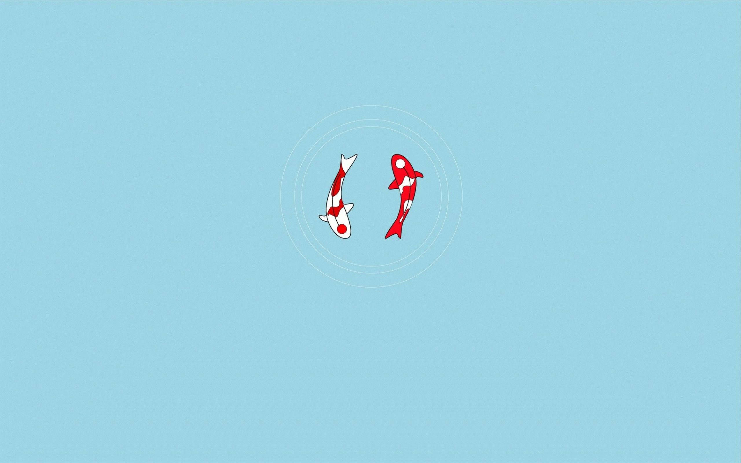 Minimalistic wallpaper with two koi fish in the middle - Clean