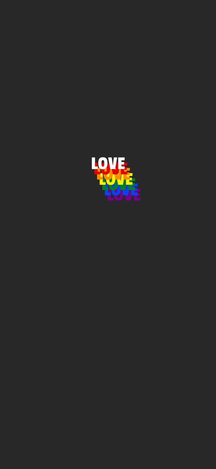 The wallpaper is a black background with rainbow colors - Pride, gay