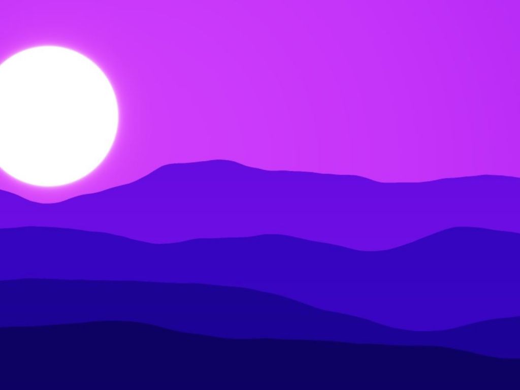 A purple and blue landscape with mountains - Clean