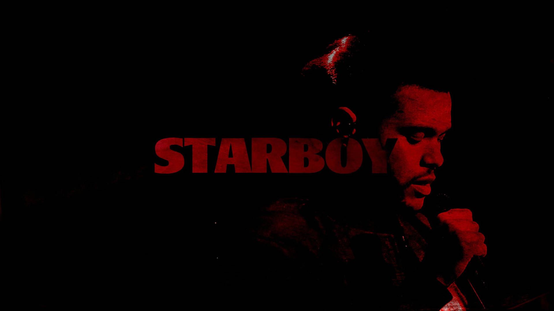 A man with his mouth open and the word starboy - The Weeknd