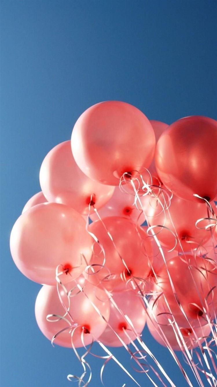 A bunch of pink balloons in the sky - Happy, balloons