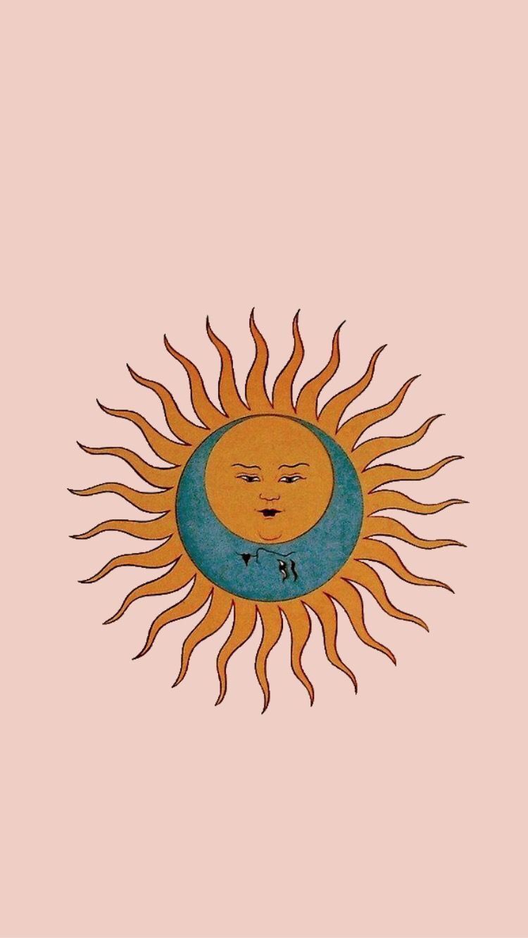 Sun and moon with a face in the middle - Happy, 70s