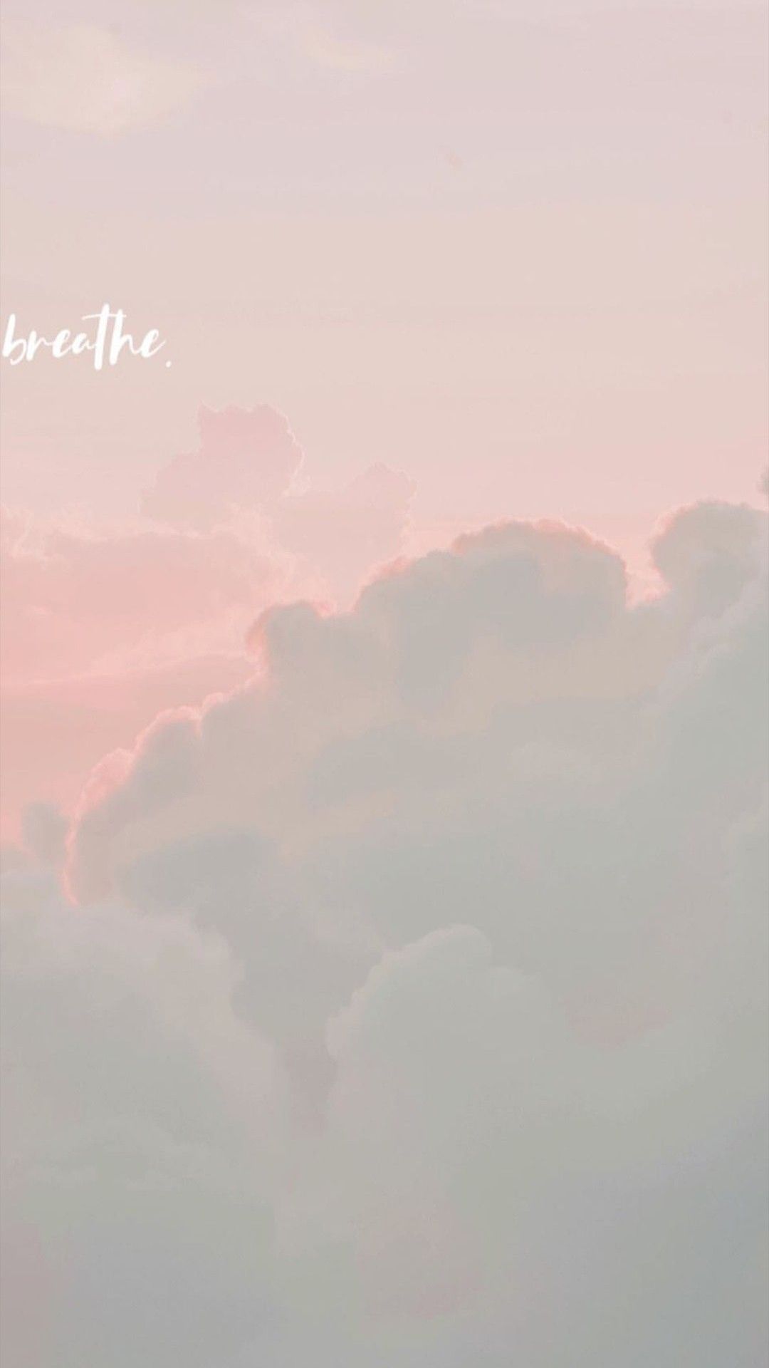 IPhone wallpaper of a pink sky with clouds and the word 