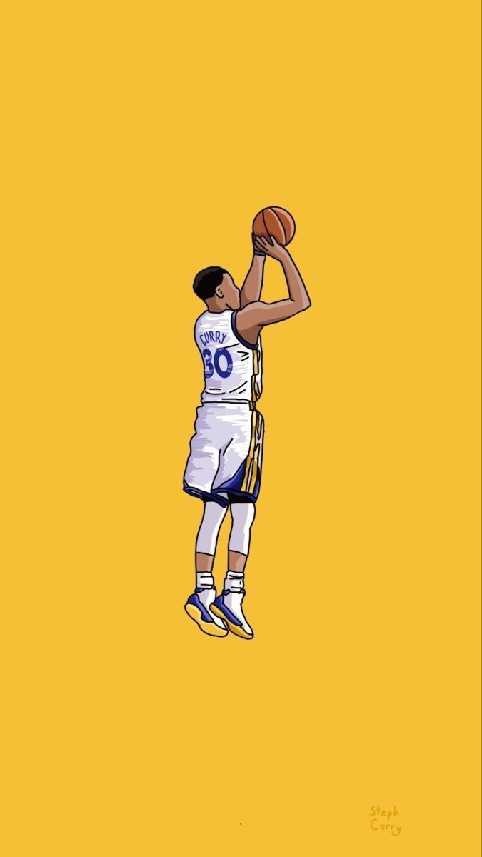 Stephen curry playing basketball on a yellow background - NBA, basketball