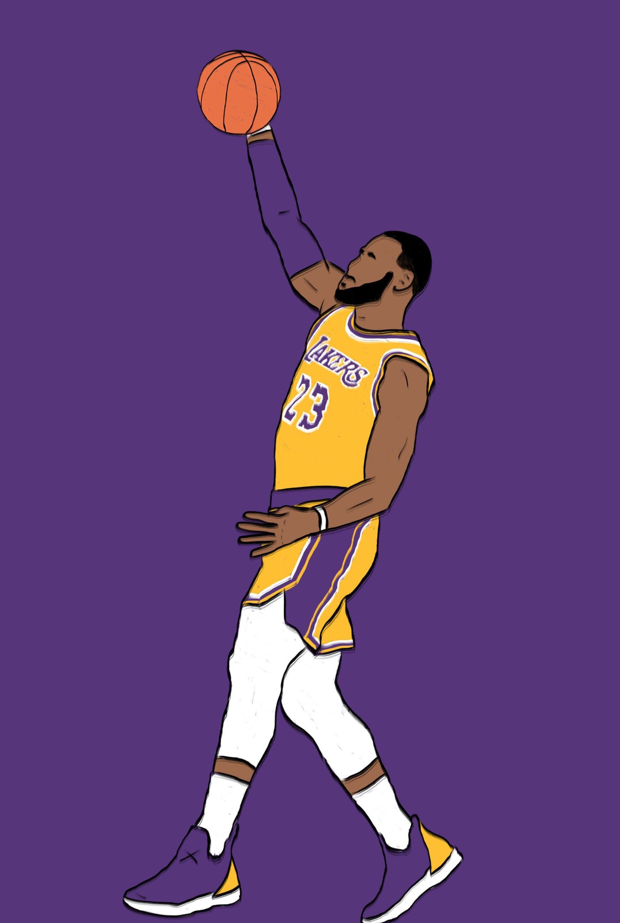 The image of a basketball player in purple and yellow - NBA