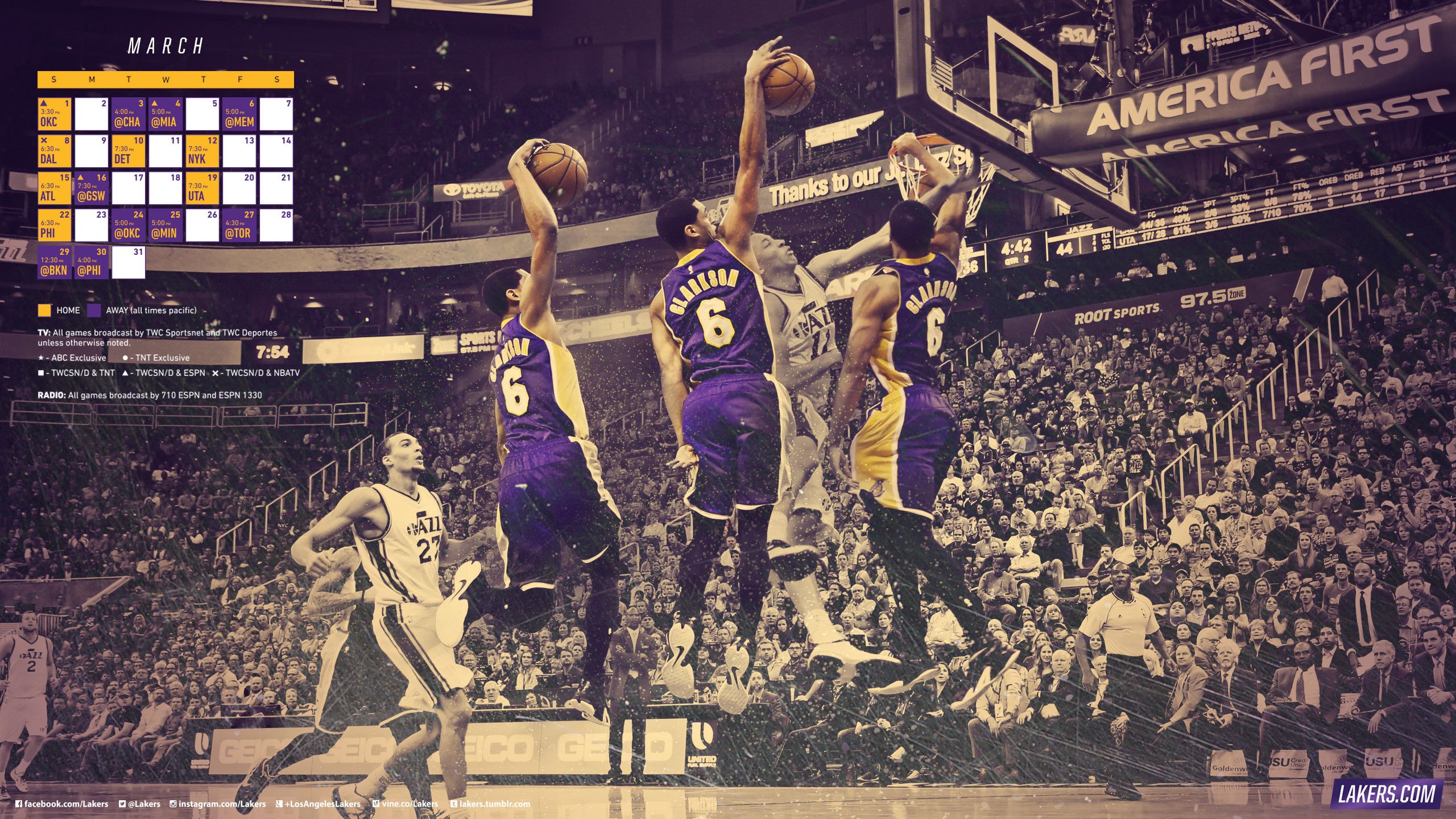 The lakers wallpaper is back, and this time it's for March. - NBA