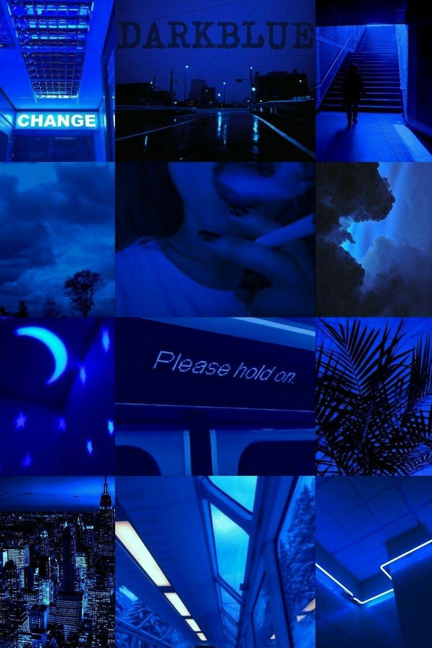 A collage of pictures with blue lighting - Dark blue, blue, navy blue