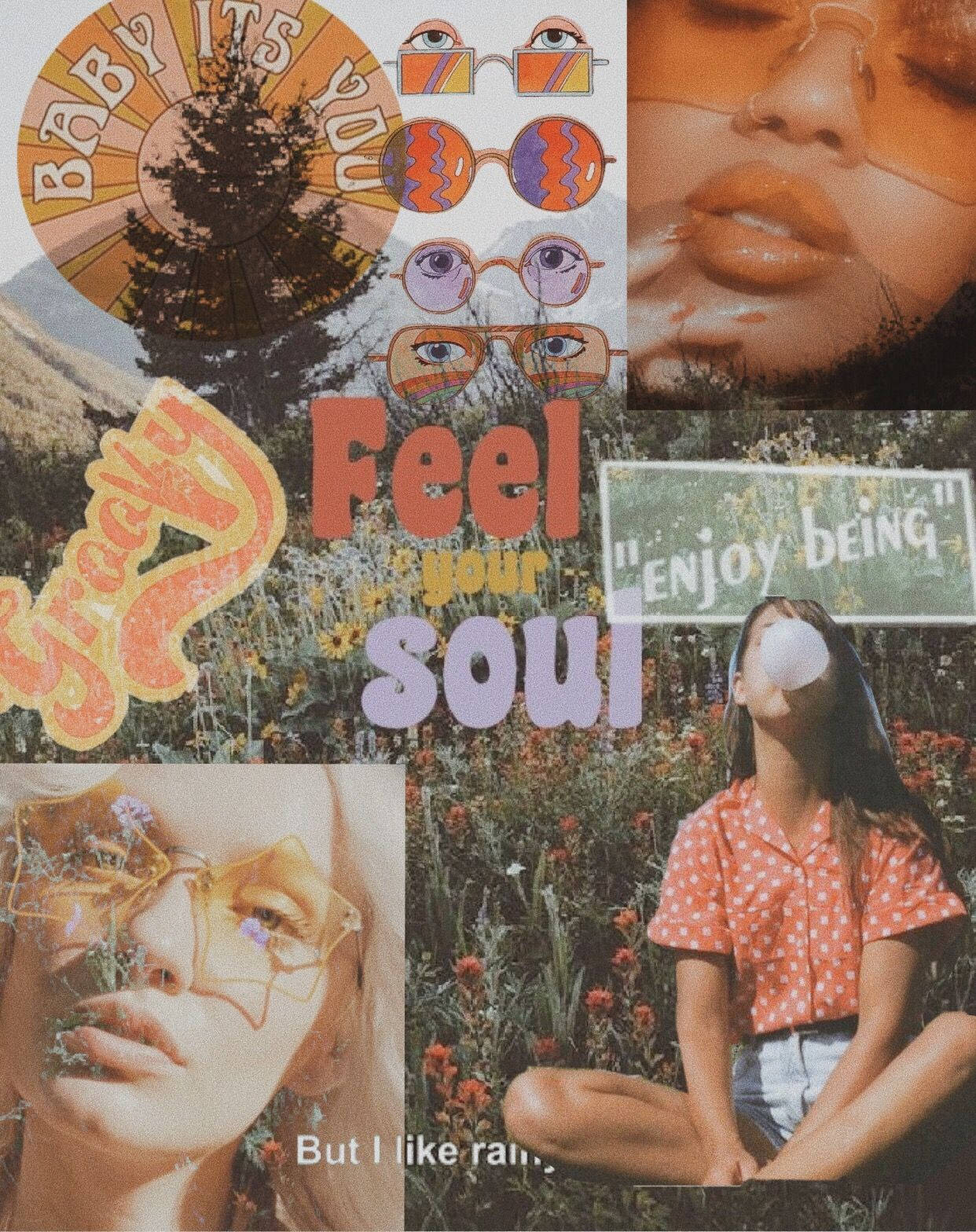 A collage of images with the words feel your soul - 60s, vintage, retro, 70s