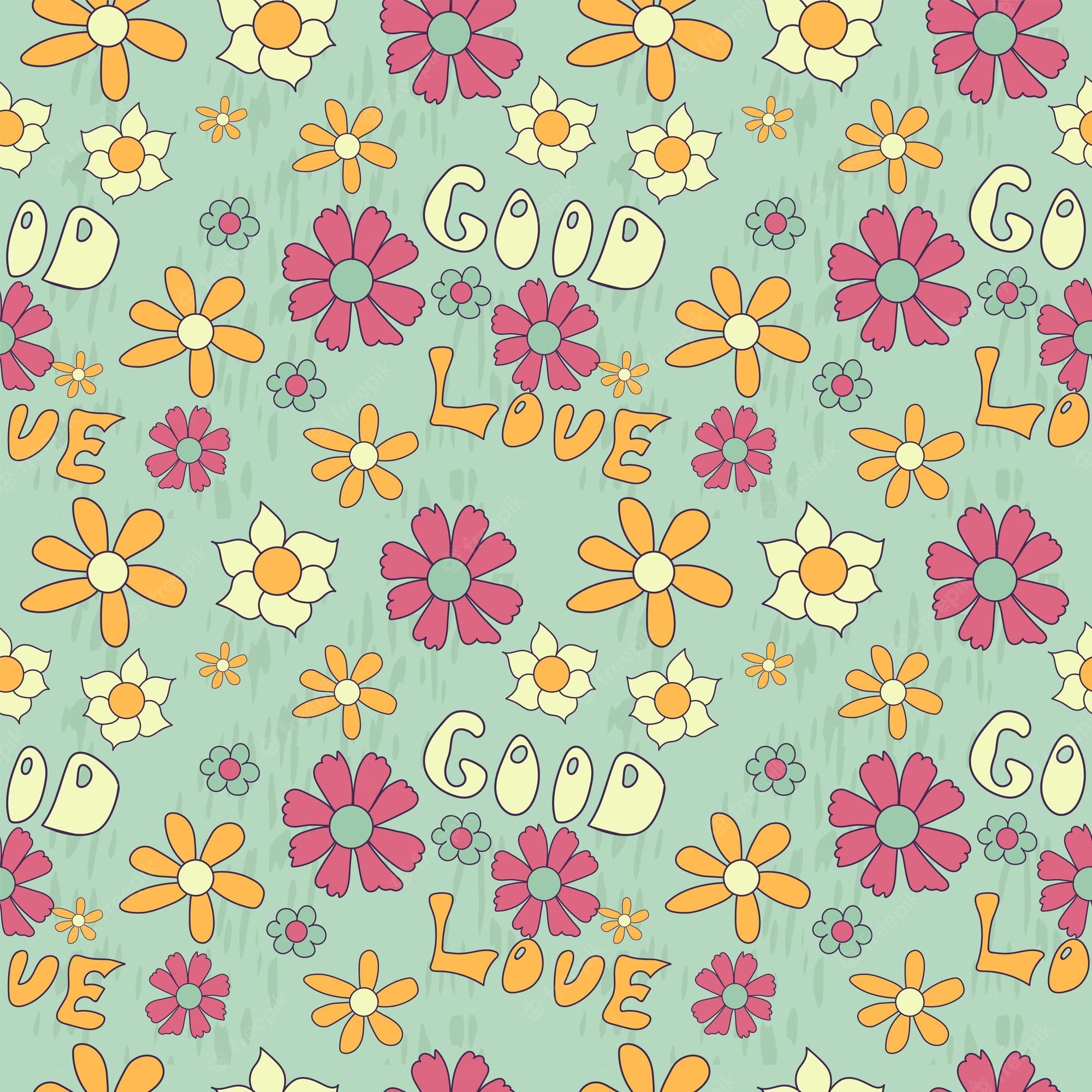 Premium Vector's retro seamless pattern. 60s and 70s aesthetic style